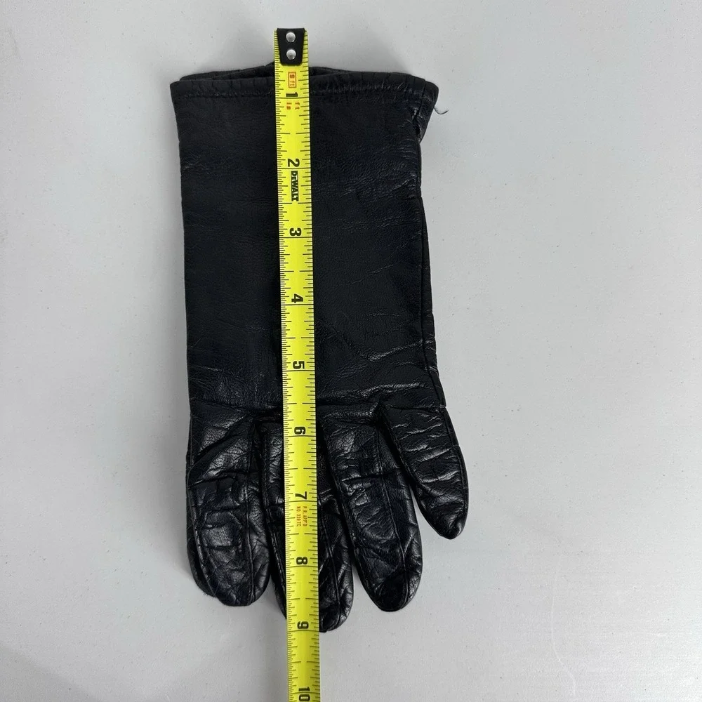 Vintage Fownes (?) Women's Genuine Leather Driving Gloves Black Size 8 Lined
